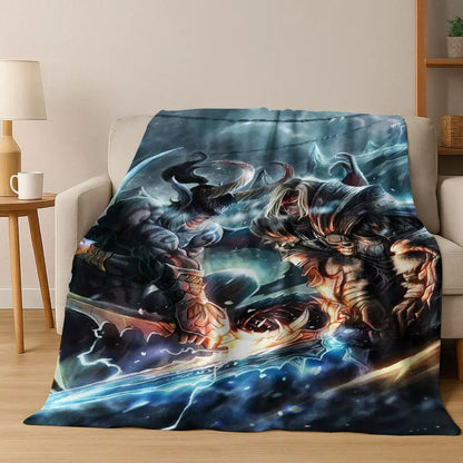 Coperta in flanella WOW World of Warcraft Arthas Demon Illidan Sylvanas, plaid morbido e confortevole per casa, camera da letto, letto, divano, copridivano, idea regalo