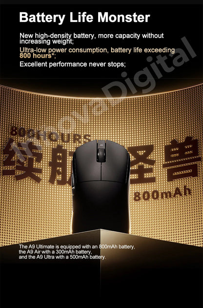 ATK Dragonfly A9 Ultimate brezžična gaming miška A9 Air PAW3950, ultralahka ergonomska e-športna miška za igričarje FPS CSGO A9 Ultra