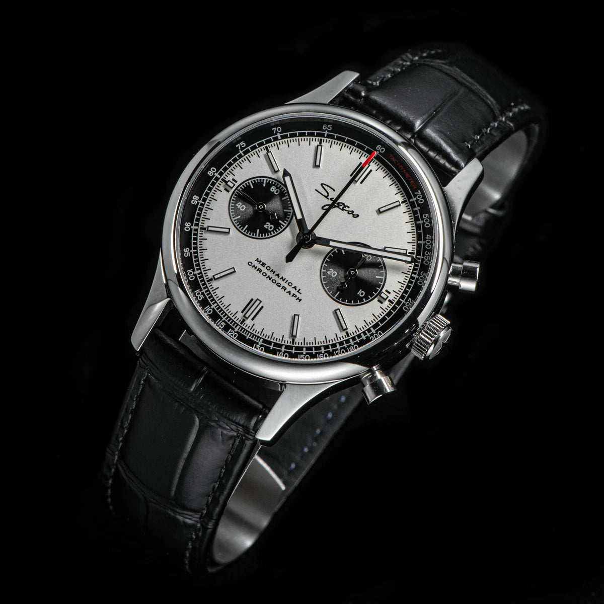 40mm Men's Army Watch 1963 Pilot Mechanical Sugess Panda Wristwatch Sapphire Air Force Watch Chronograph Official ST1901 Movement