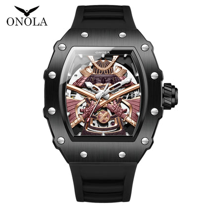 ONOLA Luxury Men's Automatic Mechanical Watch Waterproof Watch Luminous Barrel Shape Military Sports Wristwatch Men's Watch