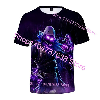 T-shirt de verão Raven Ultima Knight F-Fortnite, t-shirt masculina com estampado 3D Banana Peely, tops de jogo Battle Royale, presentes de aniversário
