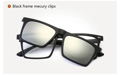 Myopia Polarized Magnet Sunglasses Women Men Clip On Glasses Square Optic Spectacle 6 In 1 Eyeglass Frames -0.5 TO -10