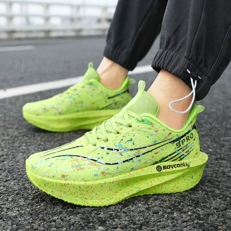 Men Running Shoes Carbon Board Marathon Cushion Mens Sports Breathable Lightweight Women Comfortable Athletic Nonskid Sneakers