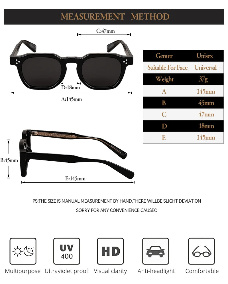 Classics Rivets Style Retro Sun Glasses for Women TR90 Frame Polygon Polarized Sunglasses UV400 Male Black Green 2025 Summer