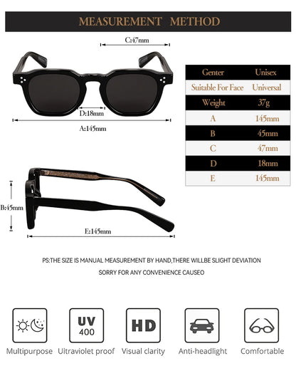 Classics Rivets Style Retro Sun Glasses for Women TR90 Frame Polygon Polarized Sunglasses UV400 Male Black Green 2025 Summer