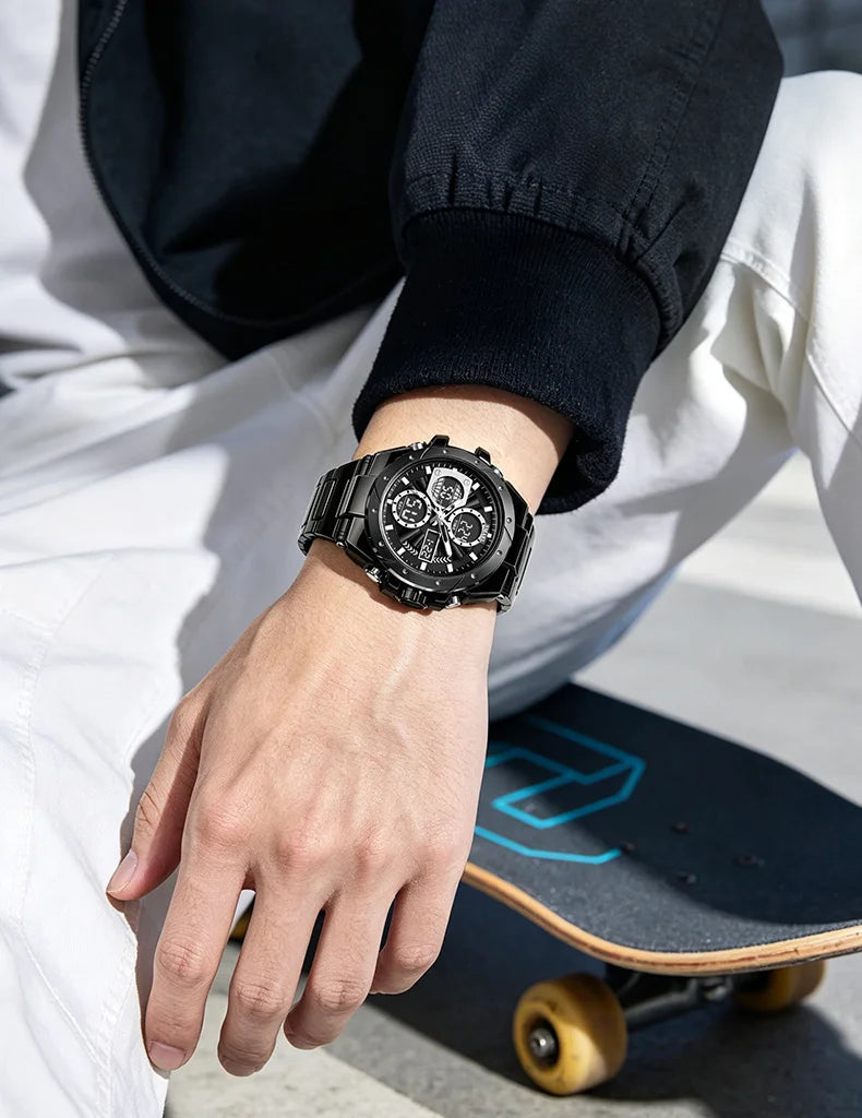 Herrklocka SMAEL 8160 – Militärinspirerad sportmodell, analog och digital, i rostfritt stål – Vattentät, med LED-display, alarm, kronograf och stoppur