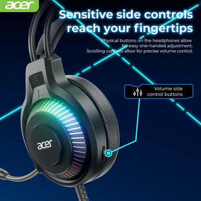 Auriculares Gaming com Fio RGB e Microfone – Headset Gaming com Som Surround de Baixa Latência, Iluminação RGB Elegante, Isolamento de Ruído e Ajuste Confortável