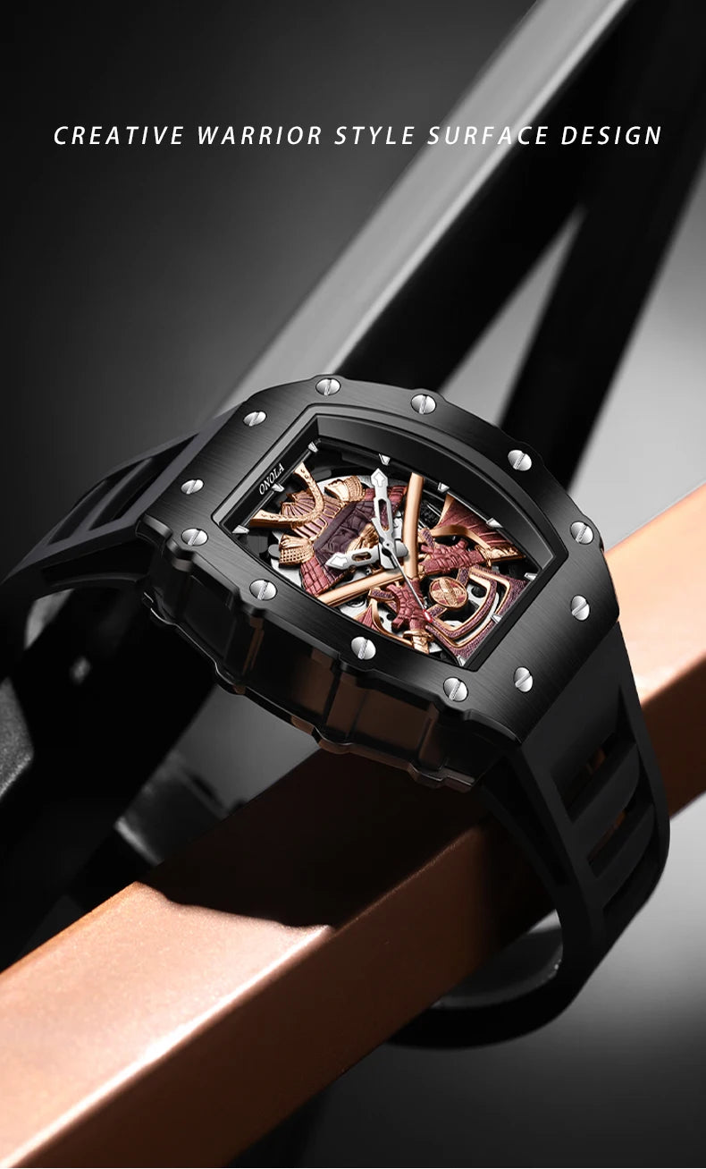 ONOLA Luxury Men's Automatic Mechanical Watch Waterproof Watch Luminous Barrel Shape Military Sports Wristwatch Men's Watch