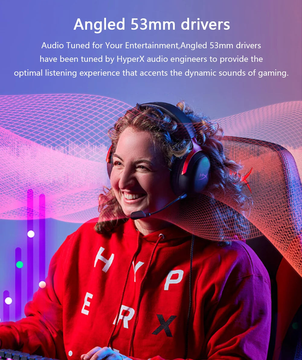 Cuffie da gaming cablate HyperX Cloud III con audio spaziale DTS X, driver da 53mm, microfono con cancellazione del rumore – Cuffie da gaming USB e 3.5mm per PC, PS5, Xbox, Switch