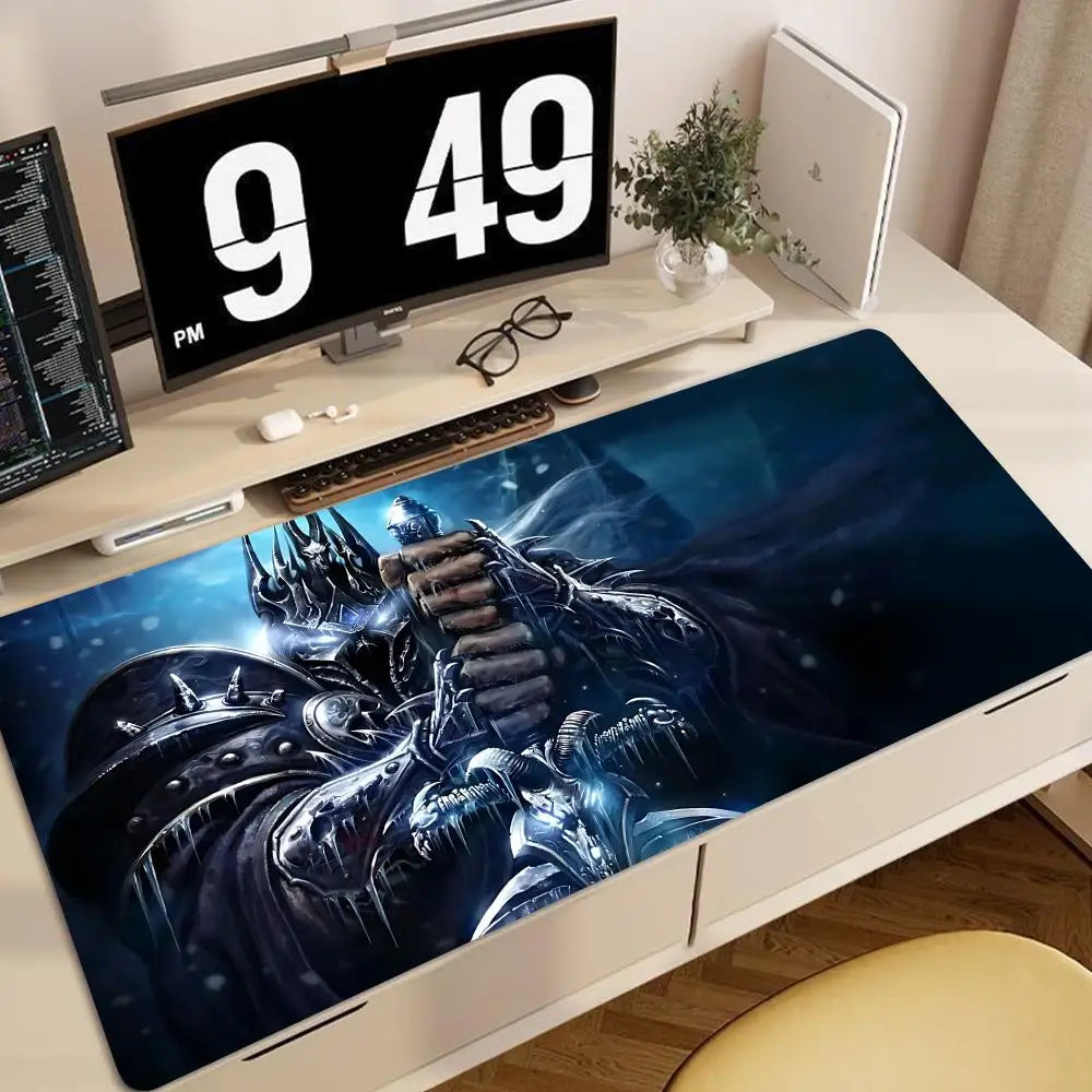 World of Warcraft Anime XXL gaming-musemåtte-skrivebordsunderlag med låst kant, tastatur- og musemåtte til kontor, gamer-computertilbehør HYBXXC