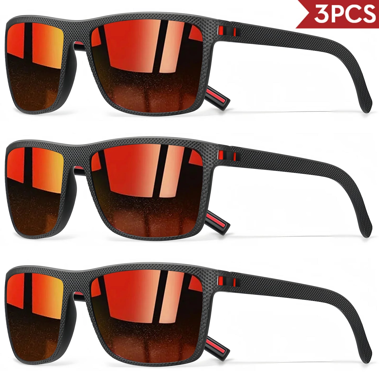 3PCS Signature Retro Square Sunglasses UV400 Spring Hinges Lightweight Gift Ready for Daily & Vacation Unbox Elegance