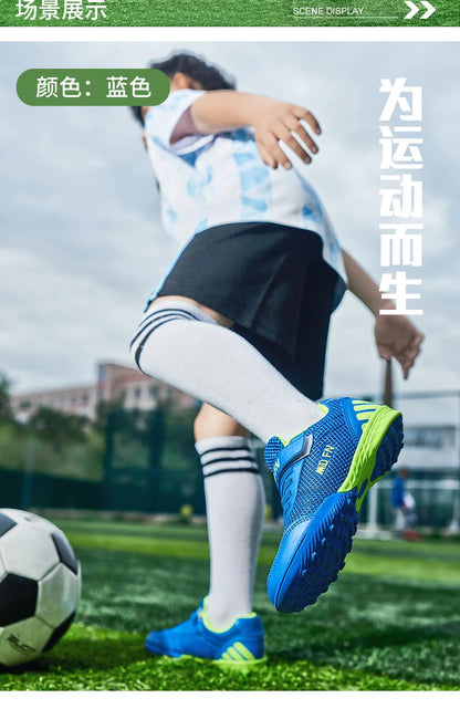 Stylish and Comfortable Boys' and Girls' Training Game Sneakers for Indoor and Outdoor Lawn, Youth Student Soccer Shoes Sizes 29-39