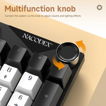 Teclado Mecânico AJAZZ NK104 com Fio, Teclas de Dupla Injeção, 104 Teclas, Hot-Swapping, Retroiluminação LED Híbrida, Teclado Gamer para Portátil e PC