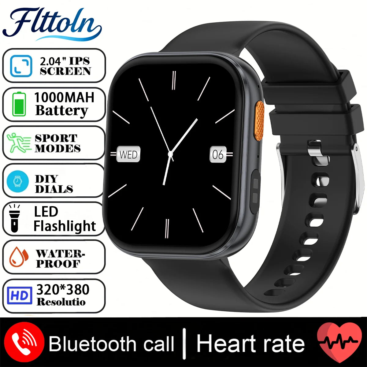New 1000mAh Battery Smart Watch Women Heart Rate Sleep Monitoring Bluetooth Call IP68 Waterproof Smartwatch Men For Android IOS