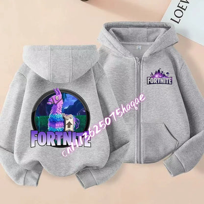 New Fortnite Child Zip-Up Hoodie Cartoon Anime Hoodies Casual Breathable Kids Boys Coat Jackets 2026 Spring Children Clothing