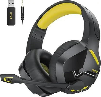 Casque de jeu sans fil BINNUNE avec 2,4 GHz pour PS5, PS4, Switch, FPS Gamers casques de jeu Bluetooth 5.3 avec micro antibruit