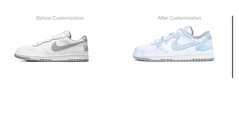 Zapatillas personalizadas Nike Dunk «Fog Hidden Auspicious Clouds»: zapatillas de caña baja de estilo retro «High-Street» con diseño de tinta china difuminada, unisex