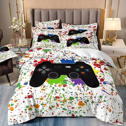 Gamer Bedding Sets for Boy Kid Gaming Duvet Cover Set Queen Video Games Comforter Cover, Playstation Designs Bed Set for Teen Men