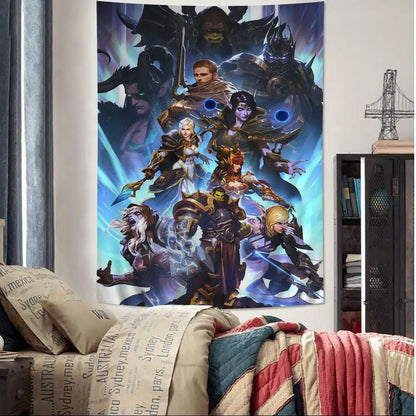 Populärt spel World of Warcraft – stor väggbonad med tryck, billig hippie-väggbonad, bohemiska väggbonader, mandala, heminredning