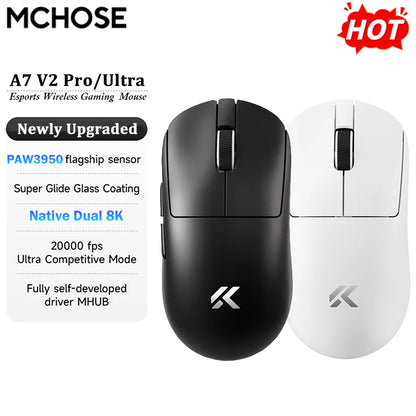 MCHOSE A7 V2 Ultra / Pro kevyt langaton pelihiiri Dual 8000Hz PAW3950 TI 42000DPI PC-e-urheilupelaajille