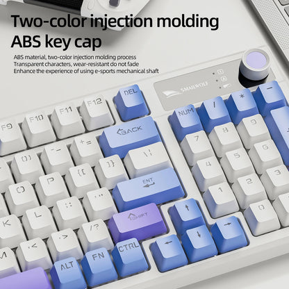 SMAILWOLF MK95 Bluetooth Wireless Korean Customized Mechanical Keyboard e-Sports 3 Modes Laptop Office Game Full Key Hot Swappable RGB Lighting Effects