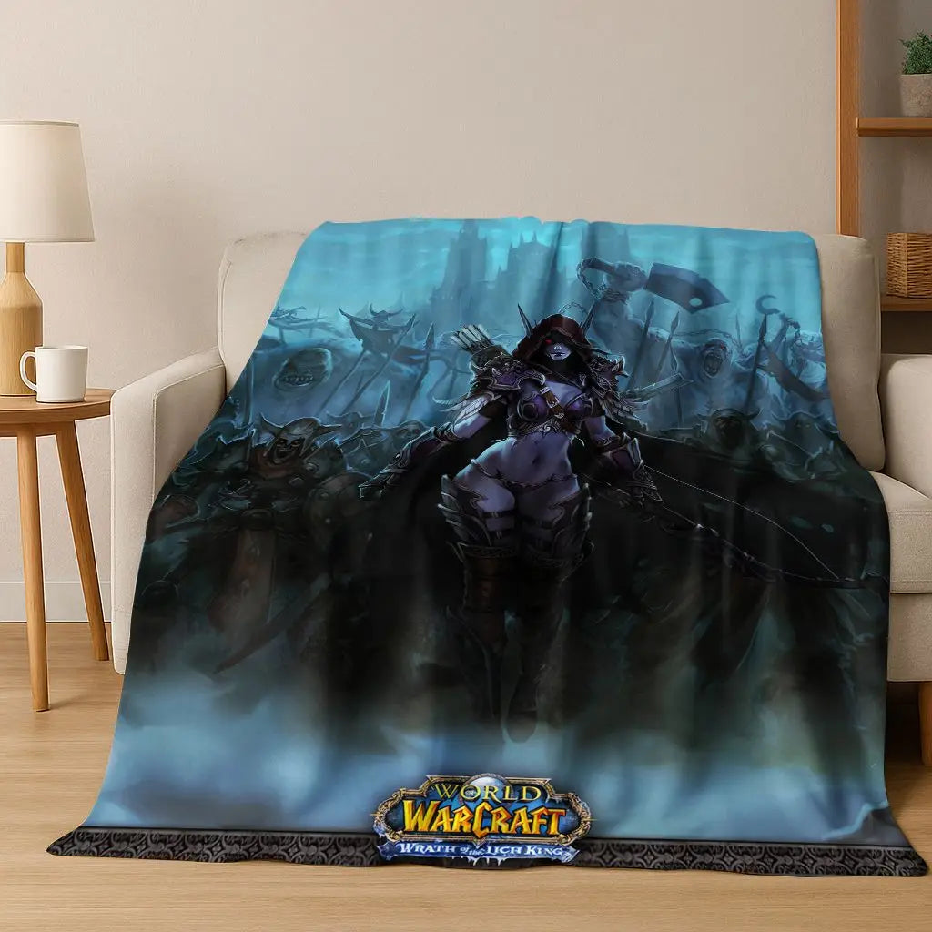 Coperta in flanella WOW World of Warcraft Arthas Demon Illidan Sylvanas, plaid morbido e confortevole per casa, camera da letto, letto, divano, copridivano, idea regalo