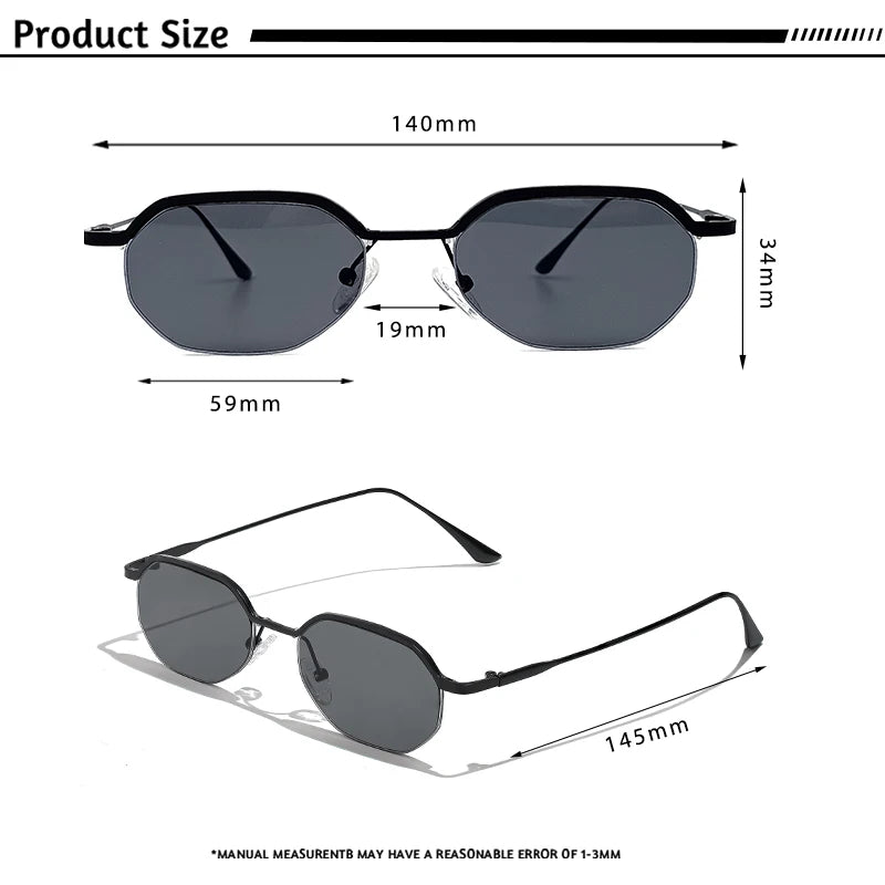 Caterside New Retro Small Frame Sunglasses Men's Polygonal Lenses Sun Glasses Women Business Travel Party Eyewear Summer Style