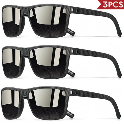 3PCS Signature Retro Square Sunglasses UV400 Spring Hinges Lightweight Gift Ready for Daily & Vacation Unbox Elegance