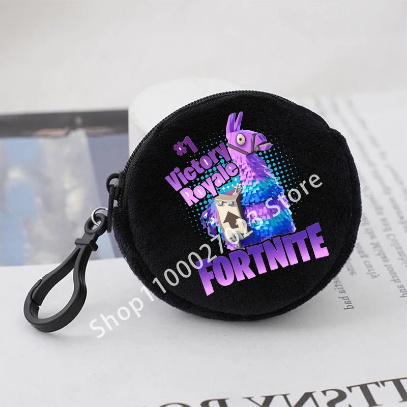 Fortnite Boys Girls Round Coin Purse Cute Fashion Cartoon Printing Large Capacity Cosmetic Bag Portable Handbag Birthday Gifts