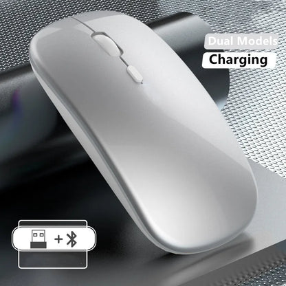 Mouse wireless ricaricabile a doppia modalità Bluetooth compatibile e 2.4G USB per computer, laptop, iPad, tablet e notebook, mouse da gaming
