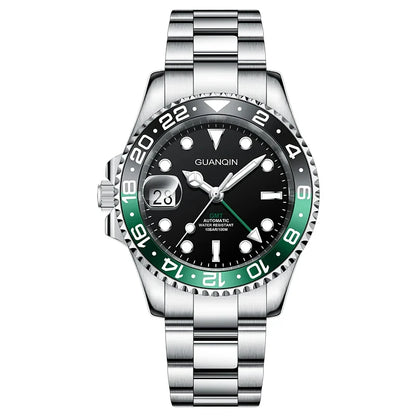 GUANQIN GMT Men's Watches 2025 New Automatic Watch Men NH34 Mechanical Wristwatch Sapphire Glass Stainless Steel Clock Left Hand