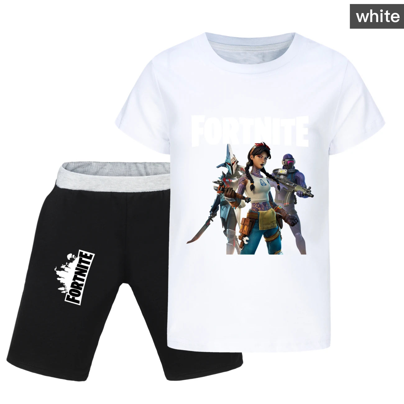Fortnite Summer Kids Cartoon T-shirts Shorts Two-piece Set Baby Boys Tracksuit Girls Outfits505