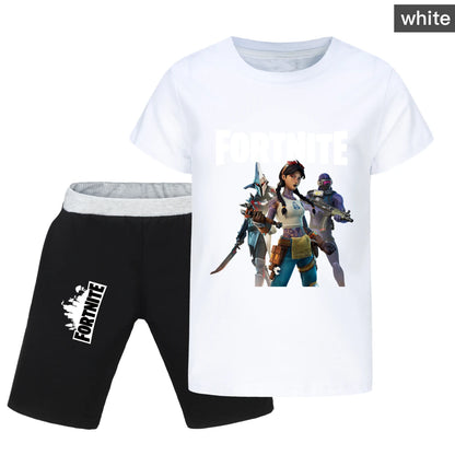 Fortnite Summer Kids Cartoon T-shirts Shorts Two-piece Set Baby Boys Tracksuit Girls Outfits505