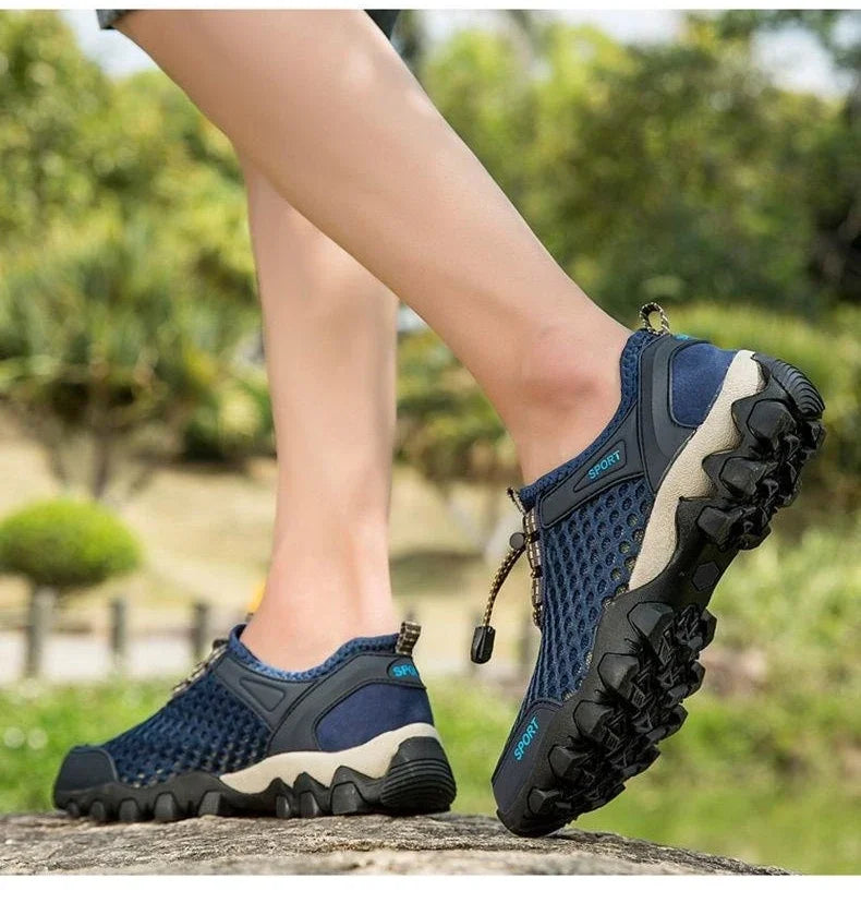 Summer Men's Mesh Sports Shoes, Fashion Mountaineering Breathable Lightweight Anti-Slip Shoes, Outdoor Travel Running Casual Shoes