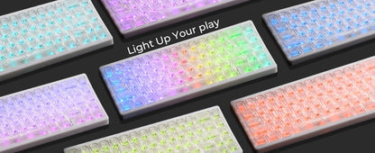 XVX M67 JadeStone Mechanical Keyboard With IMD-Tech Keycaps Hot Swappable Gasket Tri-Mode Custom RGB Wireless Keyboard 65%