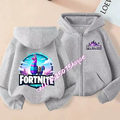New Fortnite Child Zip-Up Hoodie Cartoon Anime Hoodies Casual Breathable Kids Boys Coat Jackets 2026 Spring Children Clothing