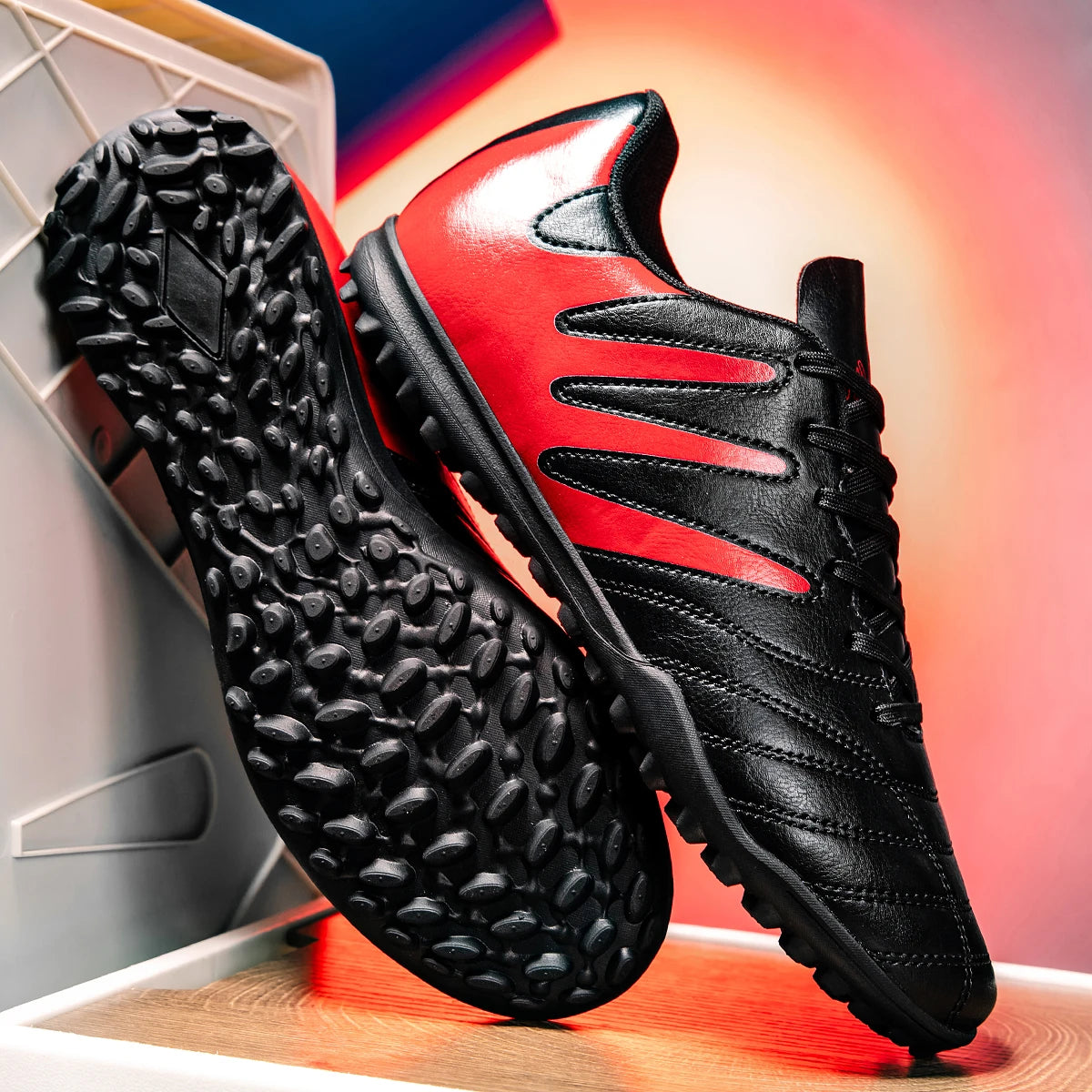 Chaussures de football Sport Essential TF Turf, tissu PU intégré, semelle en caoutchouc antidérapante, résistantes à l'usure, unisexes, décontractées.
