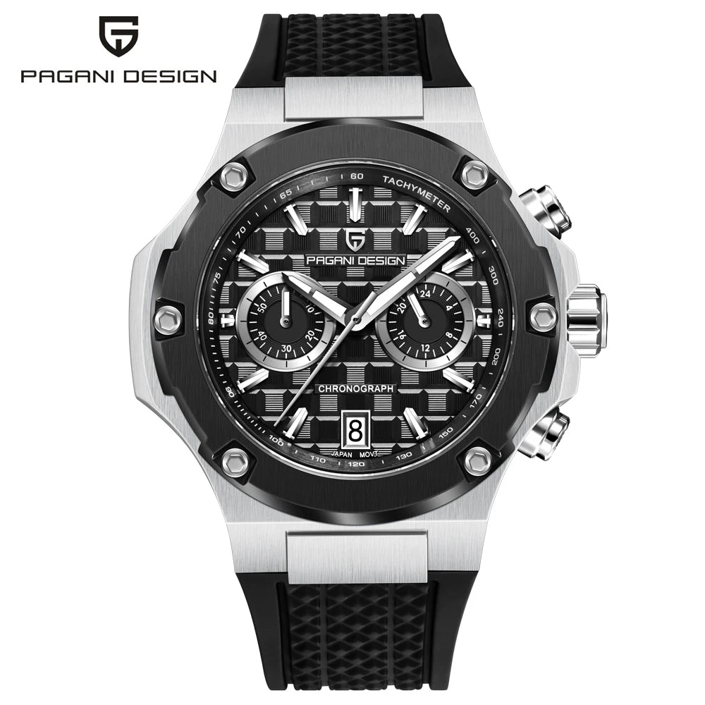 PAGANI DESIGN men’s quartz watches – Luxury sports chronograph, water-resistant, featuring luminescent hands and a sapphire crystal with anti-reflective coating