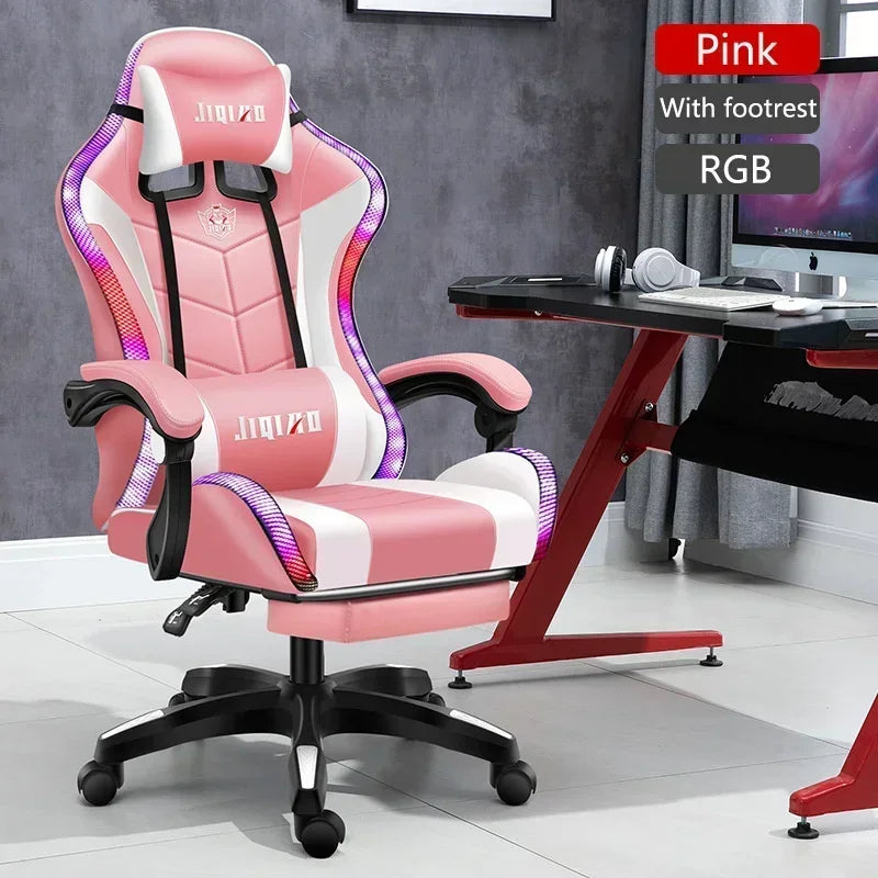 Ergonomic Gaming Chair with Massage Function, RGB Light Swivel Recliner Office Chair, Adjustable High Quality Computer Gamer Chair