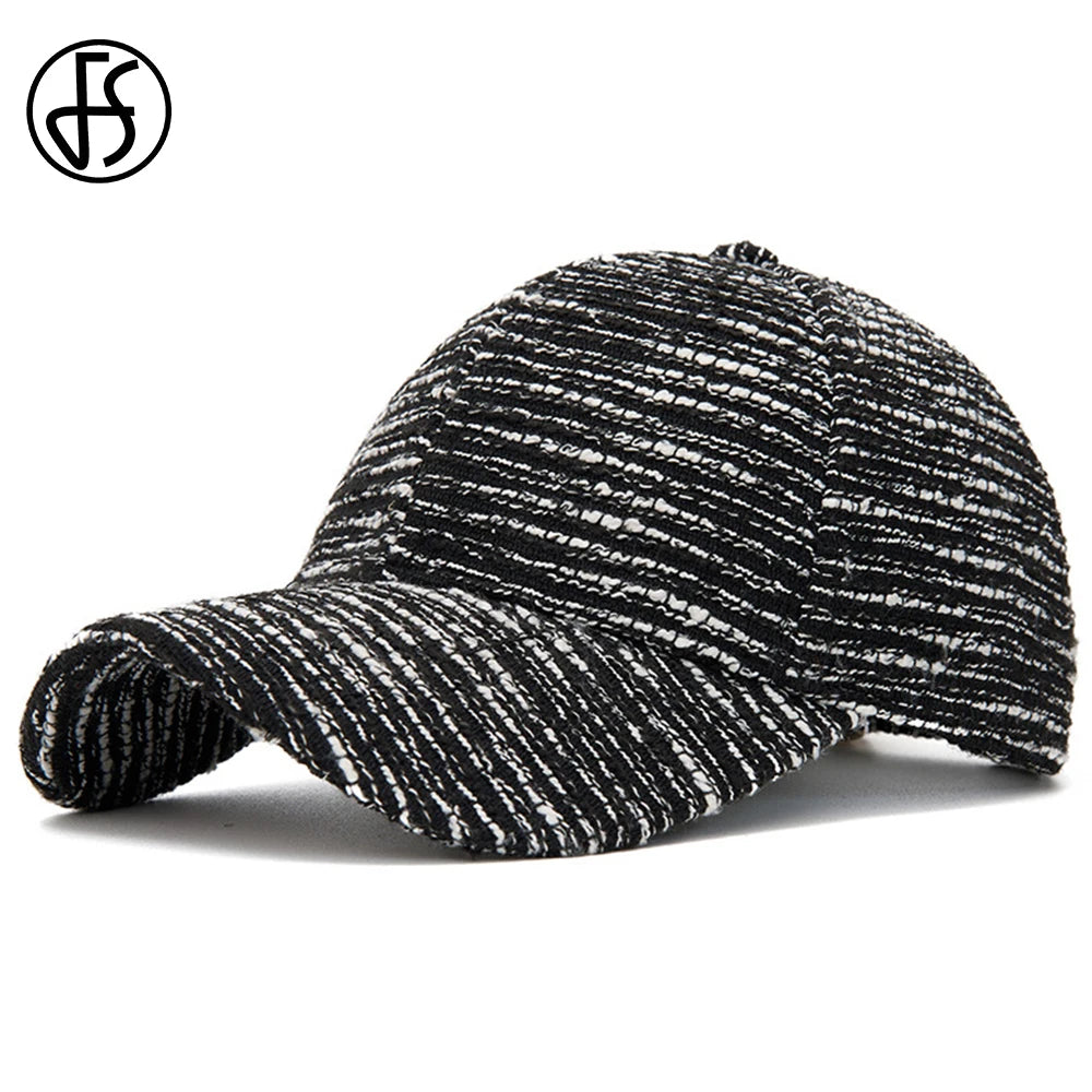 FS Fashion – czarna i biała czapka baseballowa w paski dla mężczyzn, czapka damska w stylu koreańskim na co dzień, letnia czapka typu streetwear, czapka typu trucker, Gorra Hombre