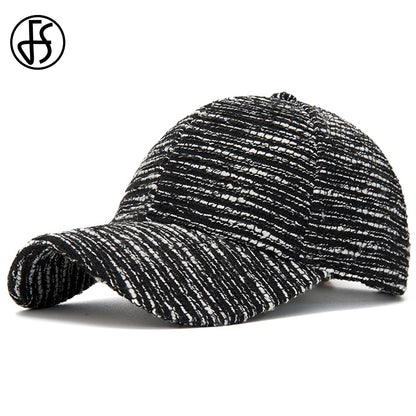 FS Fashion – czarna i biała czapka baseballowa w paski dla mężczyzn, czapka damska w stylu koreańskim na co dzień, letnia czapka typu streetwear, czapka typu trucker, Gorra Hombre