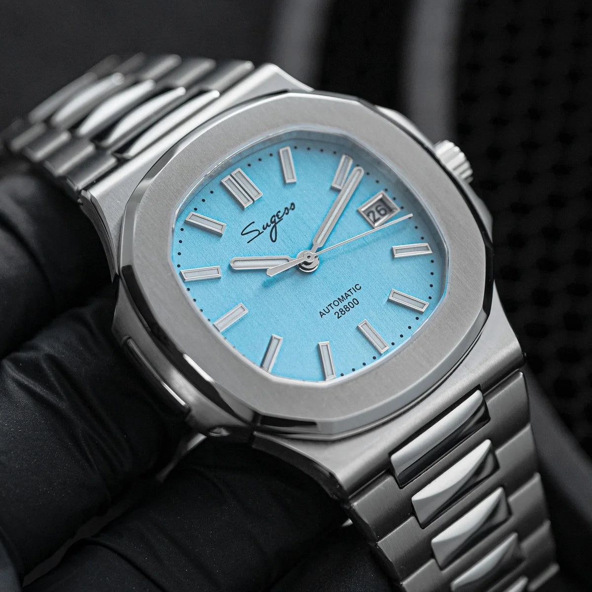 Orologio da uomo Sugess automatico meccanico da polso, movimento Miyota 9015, quadrante MOP, luminoso, impermeabile 5bar, bracciale di lusso S466