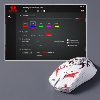 Ratón gaming Redragon M916AK PRO 3-Mode Anime ultraligero de 42G, 26K DPI y botones totalmente programables