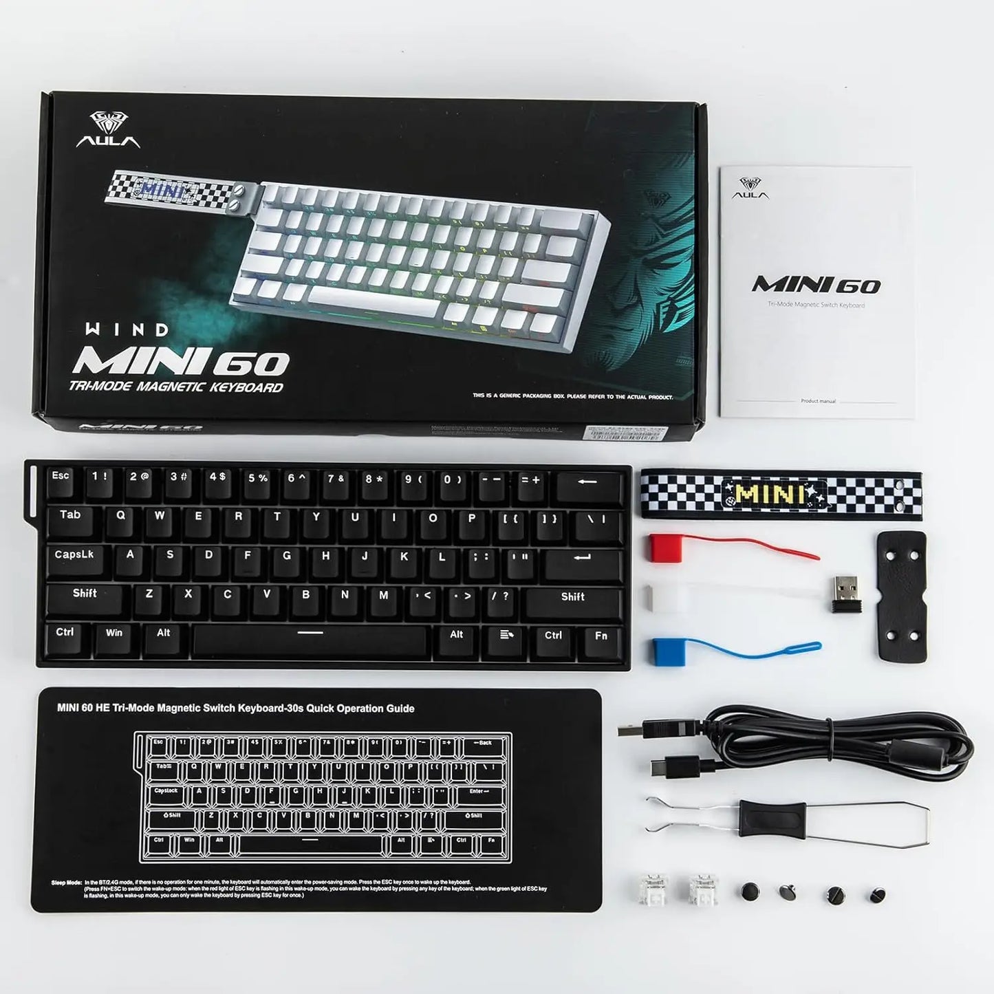 Teclado mecánico inalámbrico AULA Mini60 HE/Pro/Max 60% con interruptores magnéticos RGB, trimodo, 8000Hz, 0.01mmRT para PC, regalos para gamers