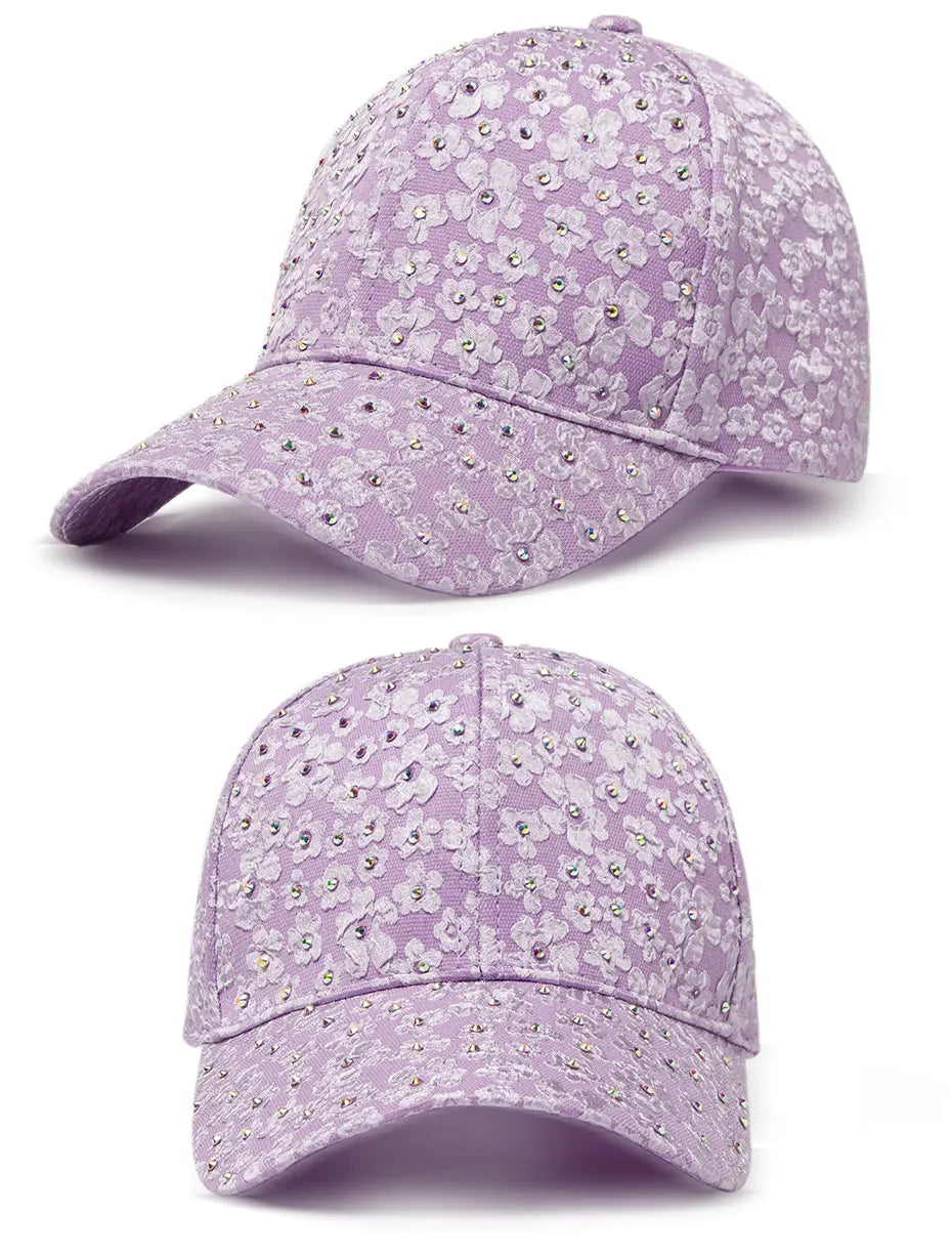 CNTANG vasarinės moteriškos beisbolo kepurės su dirbtiniais deimantais, gėlių siuvinėjimais, moteriškos „snapback“ stiliaus mados dizainerių saulės kepurės, hip-hopo stiliaus Y2K kepurės
