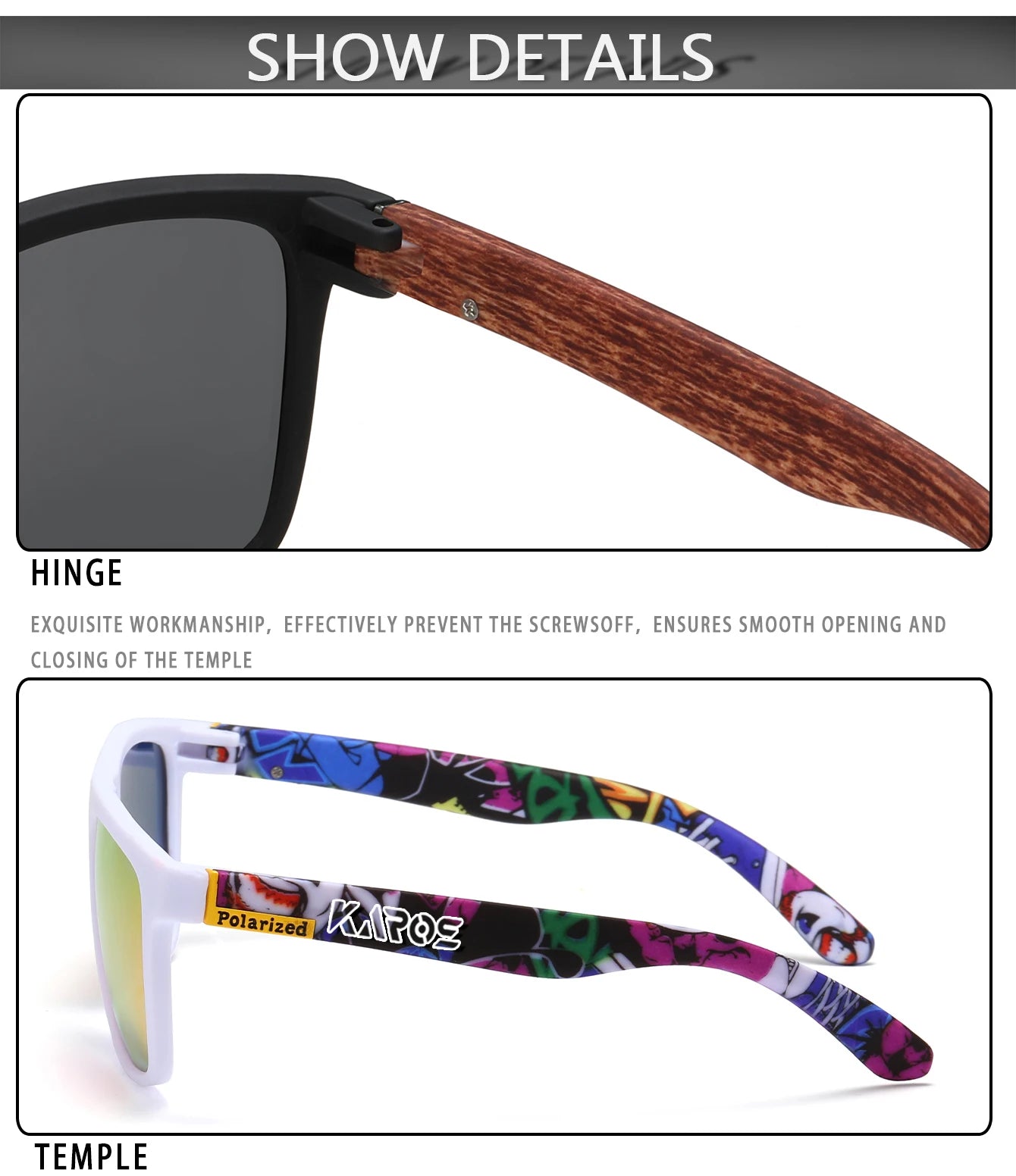 Karos Vintage Polarized Sunglasses Fashion Square Travel Driving Fishing Glasses Men Women Sports UV400 Eyewear Box YZ2024WB