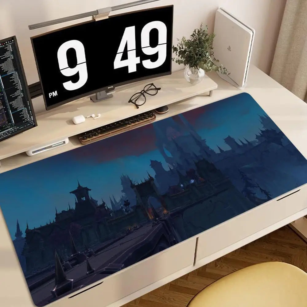 World of Warcraft Anime XXL gaming-musemåtte-skrivebordsunderlag med låst kant, tastatur- og musemåtte til kontor, gamer-computertilbehør HYBXXC