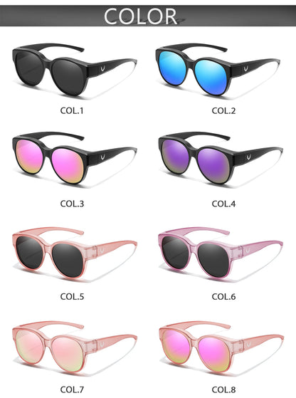 Over Glasses with Box Cover Over Myopia Eyeglasses Unisex Round Shades with UV protection Outdoor Sports Fishing Hiking Cycling