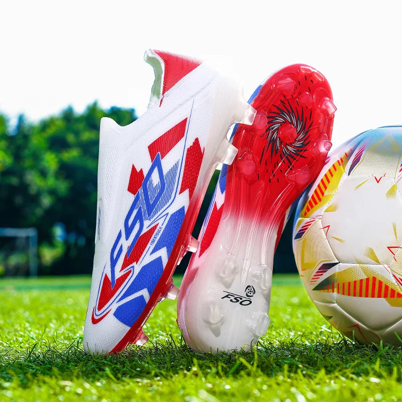 Nouvelles chaussures de football pour hommes, de haute qualité, très vendues, antidérapantes, mi-hautes, légères, pour l'extérieur, crampons de match, pour l'entraînement sur gazon.