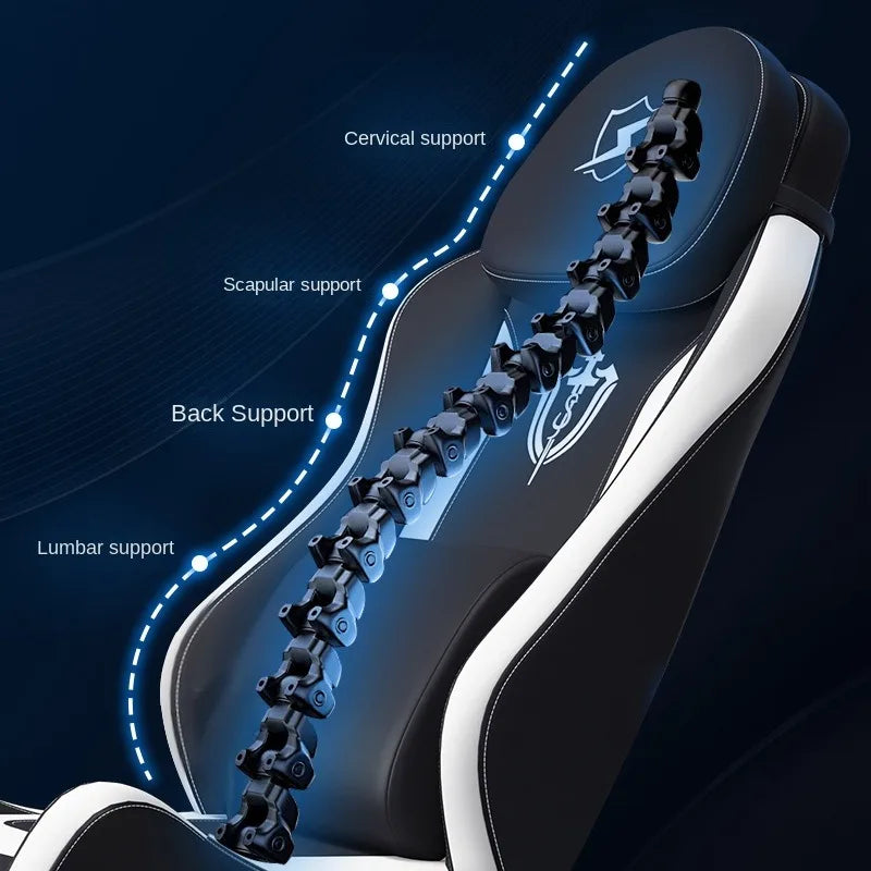 Ergonomic Gaming Chair with Latex Seat Cushion, Adjustable Backrest, Dual Headrest, 4D Pneumatic Lift, Office Computer Chair
